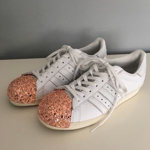 Adidas Superstar Rose Gold Toe Cap Sneakers
